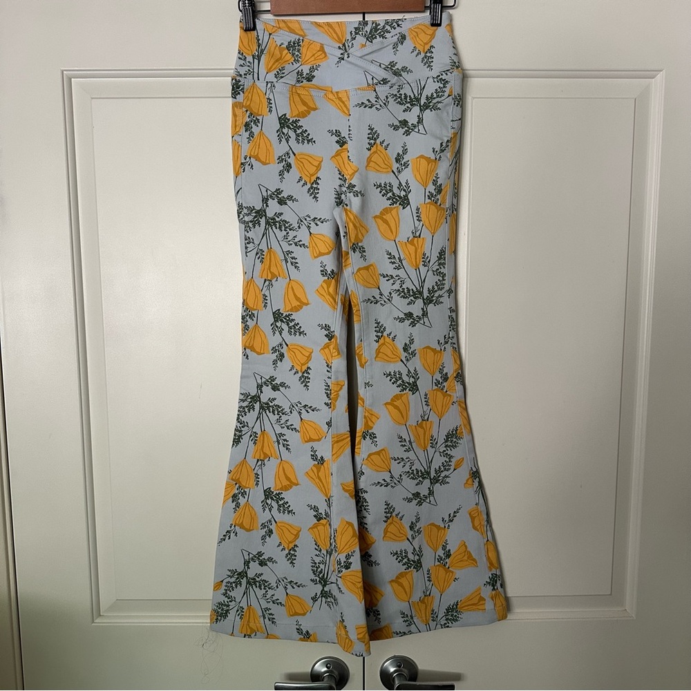 Free People Floral pull on flares